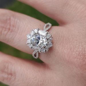 Certified 2ct Moissanite Oval twist Engagement Promise Ring sz:7.5